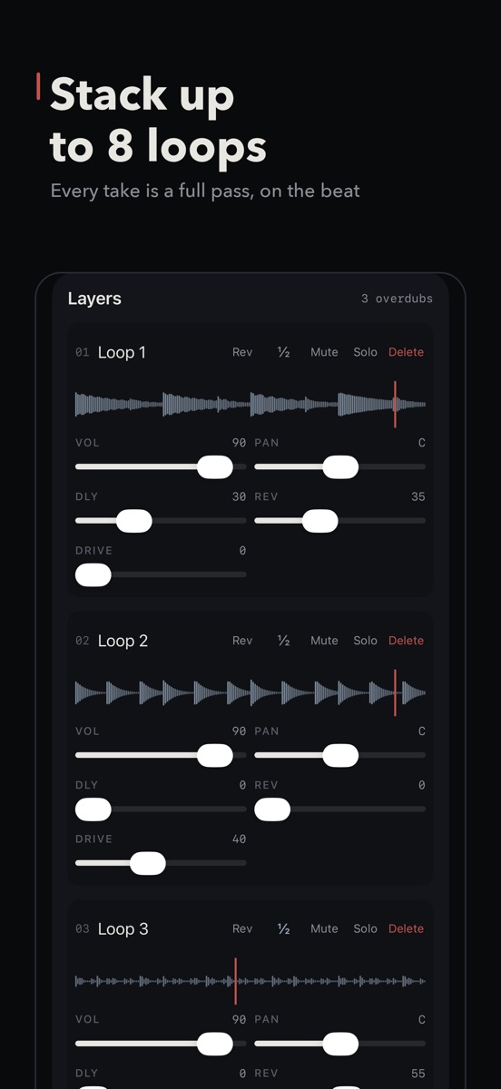 Loops stacked up, each with its own mix
